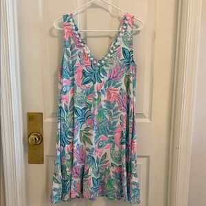 Lilly Pulitzer Sleeveless pom pom dress / coverup